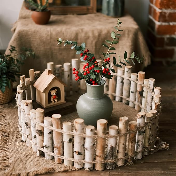 12-Pack White Birch Logs for Fireplace - Natural Decorative Birch Branches for Mantel, Fake Fireplace, Indoor Decor, DIY Crafts, and Planter Decoration (0.8"-1.6" Dia. x 16" Long)