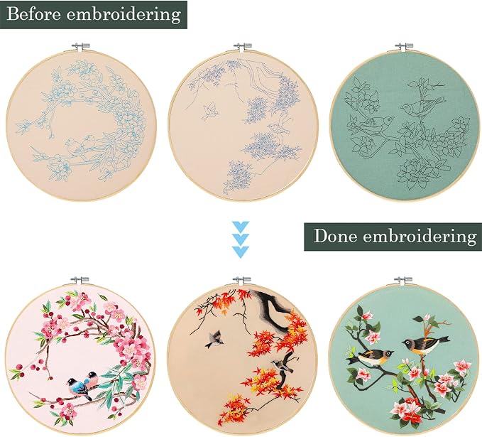 Santune 3 Pack Embroidery Kit for Adults Cross Stitch Kits for Beginners - Image 4