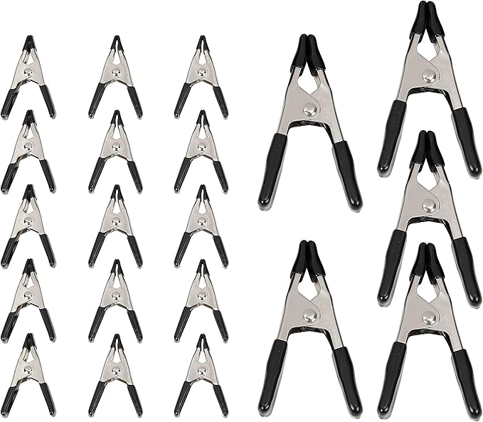 Amazon Basics 20-Piece Steel Spring Clamp Set, Non-Marking PVC-Coated Tips by AmazonBasics