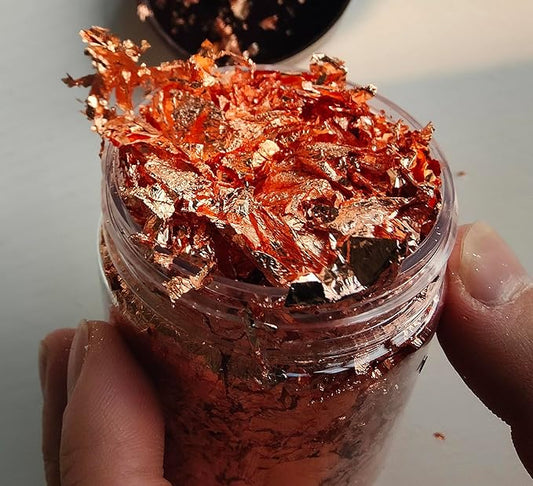 Gilding Flakes,Gold Foil Flakes for Resin,Blue Red Purple Pink Metallic Foil Flakes for Resin Jewelry Making,Nails,Painting Art,Crafts and Slime (Copper)
