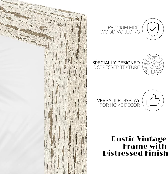 puthiac 5x7 Rustic Farmhouse Picture Frame, Distressed White, 1 Pack | - Image 2