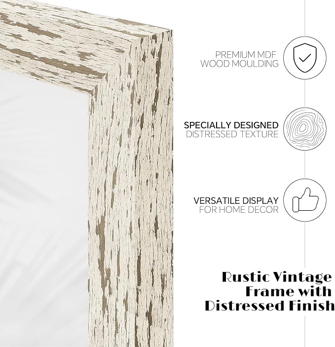 puthiac 11x14 Rustic Farmhouse Picture Frame, Distressed White, 1 Pack | - Image 2
