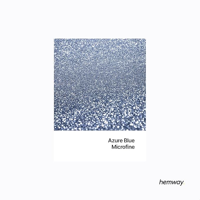 Hemway Polyurethane & Epoxy Resin Glitter 100g / 3.5oz Metallic Crystal Flake Additive for Flooring Jewelry Tumblers Glass Pigment - Microfine (1/256" 0.004" 0.1mm) - Azure Blue