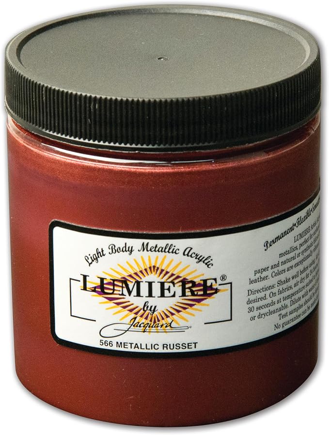 Jacquard Lumiere 8oz Fabric Paint Metallic Russet by Jacquard