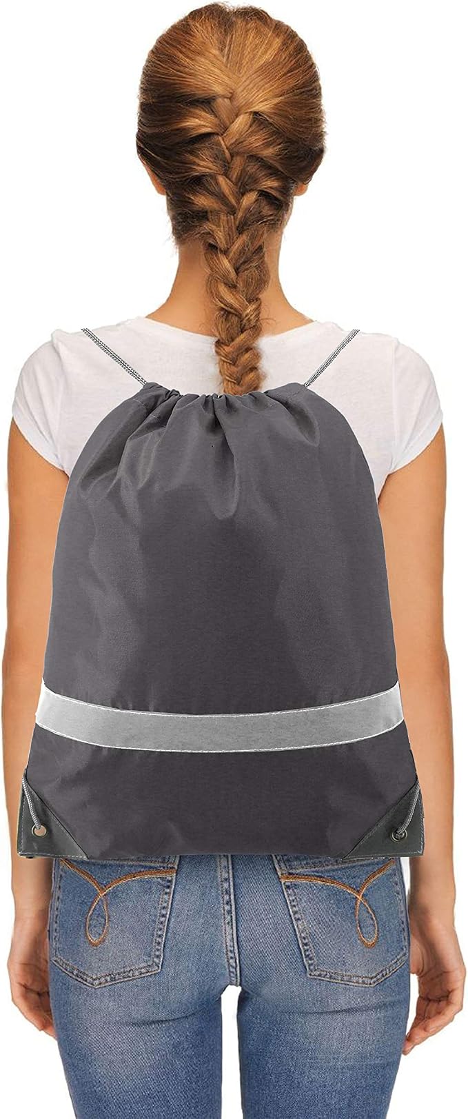 BeeGreen 20-Piece Grey Drawstring Backpacks, Reflective Cinch Sacks, DIY Blank - Image 6