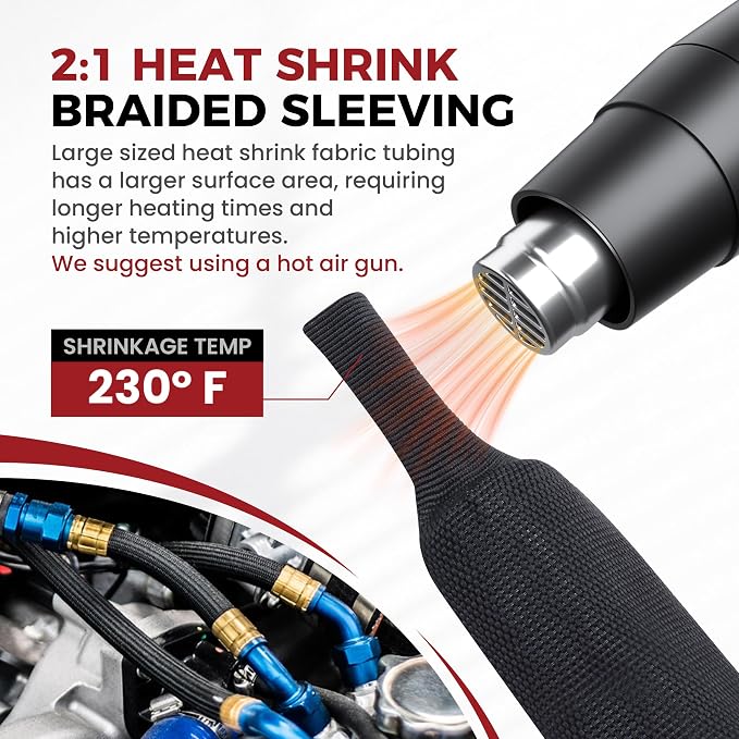 Heat Shrink Wire Loom 2:1 Shrinkable Braided Cable Sleeve 2 Inch ID-25ft - Image 5