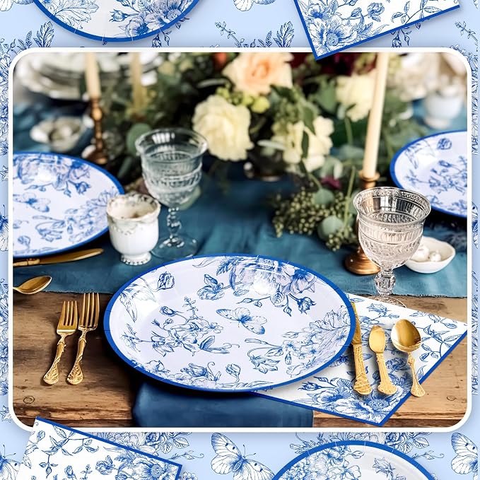 Zhehao 120 Pcs Disposable Paper Plates and Napkins Bulk Birthday Party - Image 5