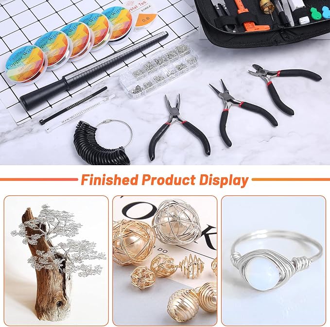 Audab Jewelry Wire Wrapping Jewelry Making Supplies Kit, Ring Sizer Measuring - Image 8