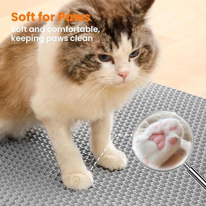 Cat Litter Mat, 24x18 Inches Large Double Layer Honeycomb Cat Litter Trapping - Image 7