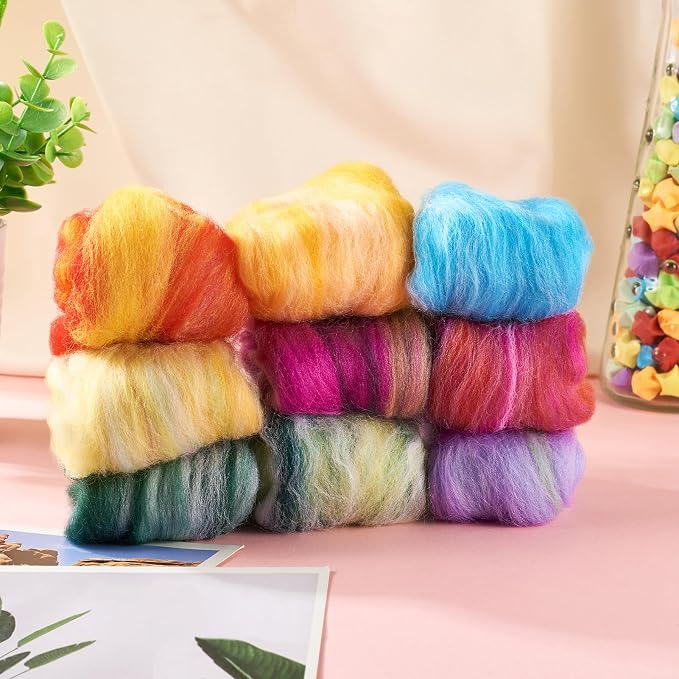 FASHEWELRY 1.59 oz Wool Roving for Needle Felting Kit 9 Colors Felting Wool - Image 6