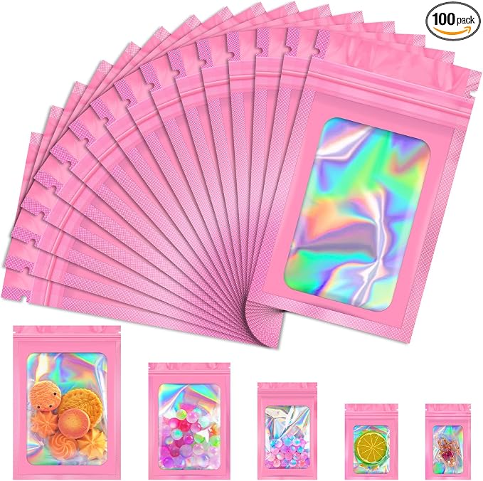 JETMORE 100 PCS Mylar Bags, Smell Proof Bag, Resealable Bag by Jetmore