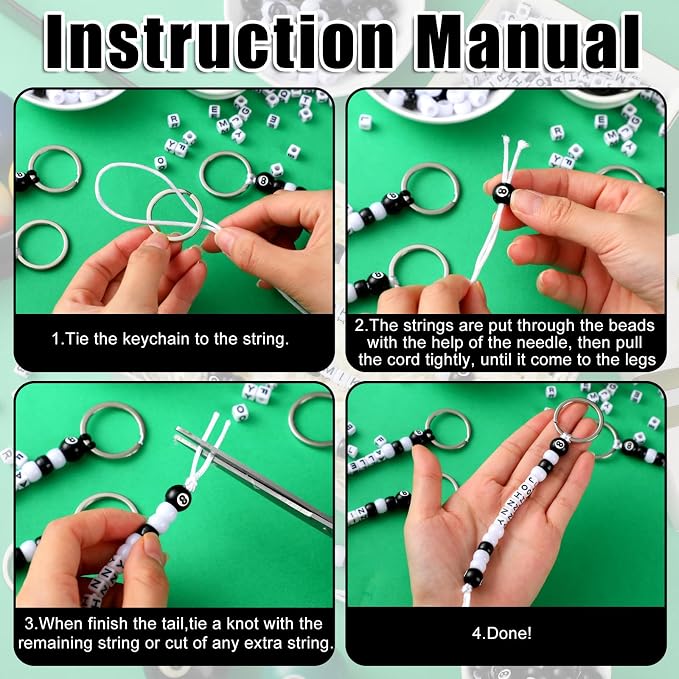 Landical 564 Pcs DIY Bead Keychain Kit Key Chain Making Craft Adjustable Letter - Image 2