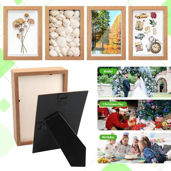 VOKOY 5 Pack 4" x 6" Shadow Box Frame, Small Wood Hollow Picture Frame - Image 5