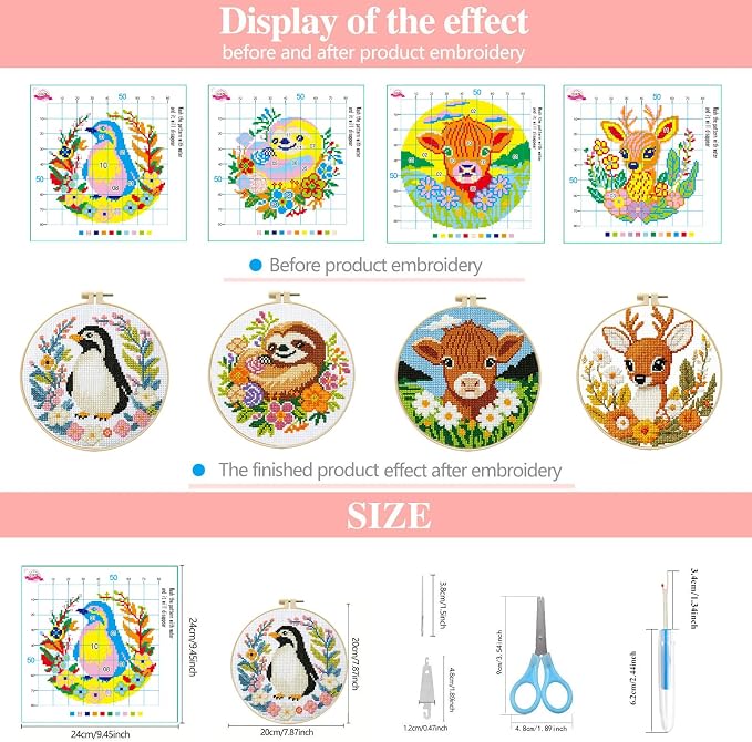 Zhenqing 4-Piece Animal Cross Stitch Kit - Image 6