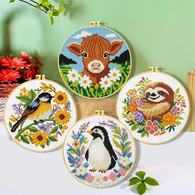 Zhenging Animal Cross Stitch Kit – 4 Pre-Printed Designs - Image 2