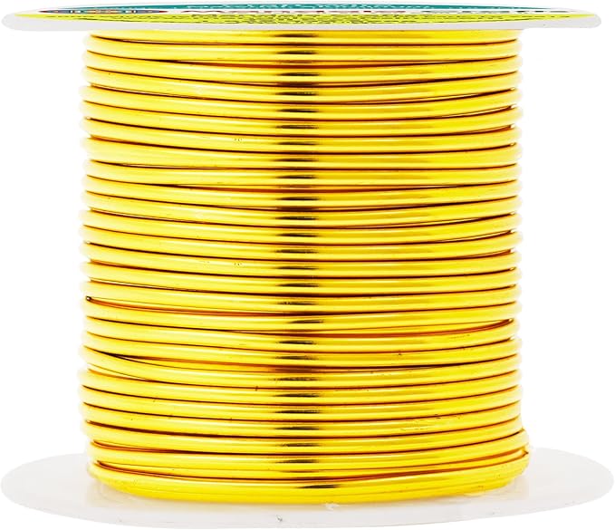 Mandala Crafts 14 Gauge Anodized Aluminum Craft Wire for Jewelry Making - 60 FT Colored Flexible Light Gold Wire - Bendable for Bonsai Armature Crafting Sculpting