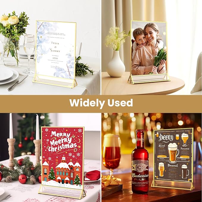 Gold Frames 4X6 Double-Sided Acrylic Sign Holder, 12 Pack | Gold Picture Frames - Image 7