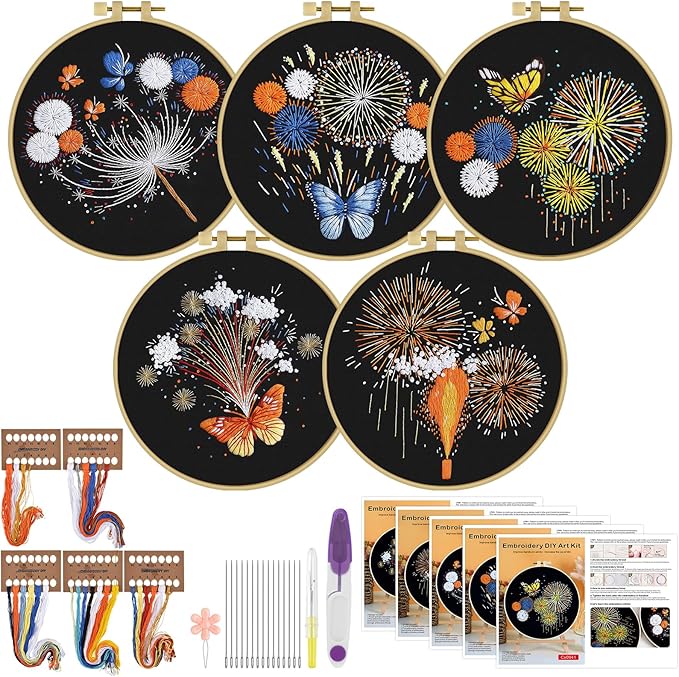 ERKOON 5 Sets Embroidery Kit for Beginners by ERKOON