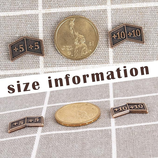 45 Pieces Antique Metal Buff Counter Tokens Magic The Gathering Token Creature Stats or Loyalty Counters for MTG CCG Card Gaming Accessories with Velvet Bag