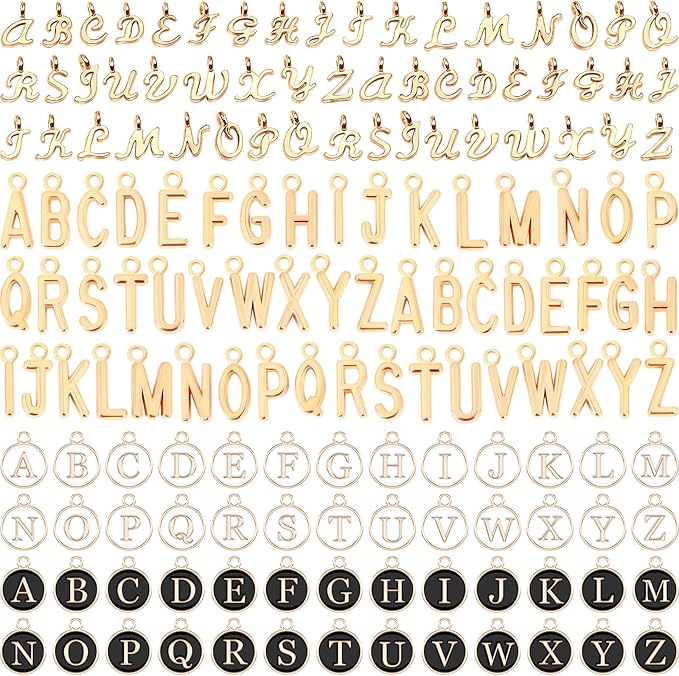 SANNIX 156Pcs/6 Sets Letter Charms, Letter Charms 3 Styles A-Z Initial Alphabet by SANNIX