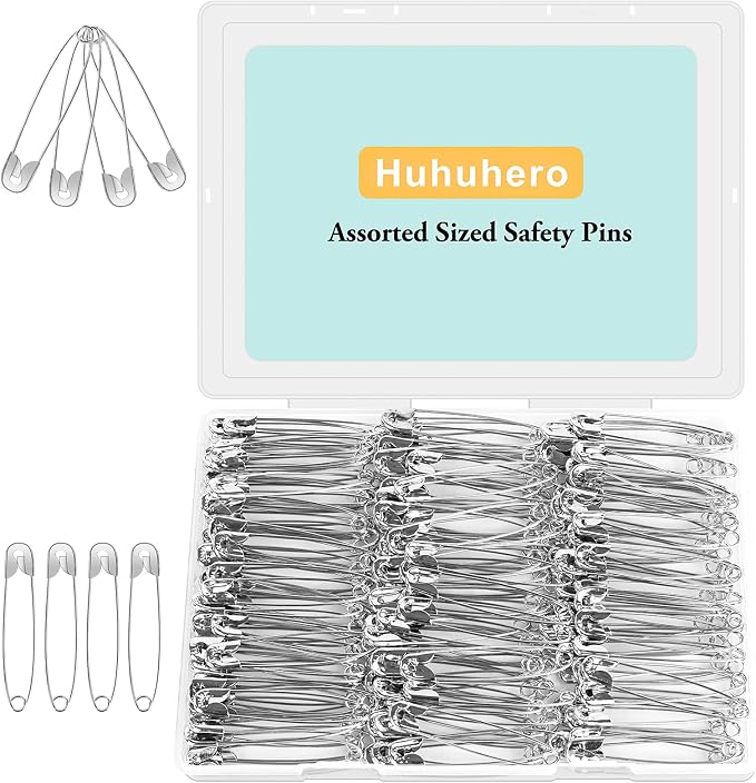 Huhuhero 200Pcs Safety Pins for Clothes, 2.2 inches Large Heavy Duty Safety Pins by Huhuhero