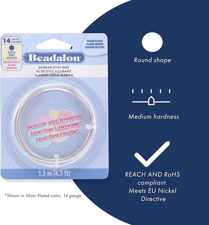 Beadalon German Style Wrapping Wire, 14 Gauge, 1.3 m / 4.3 ft - Image 2