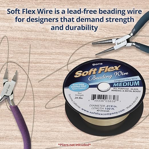 Soft Flex 49 Strand Beading Wire - Medium 0.19 Diameter - 100 Feet Nylon Design Wire