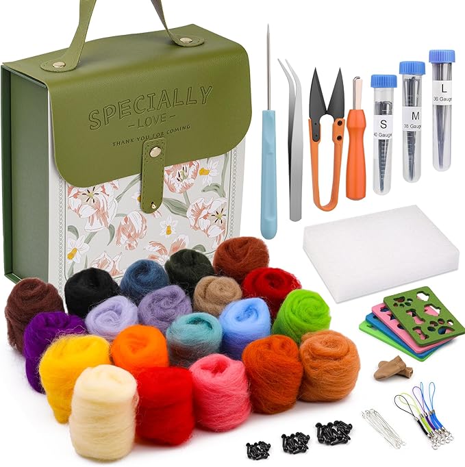 Mayboos Needle Felting Kit, Wool Roving 20 Colors Set, Wool Felting Kit Felt by Mayboos