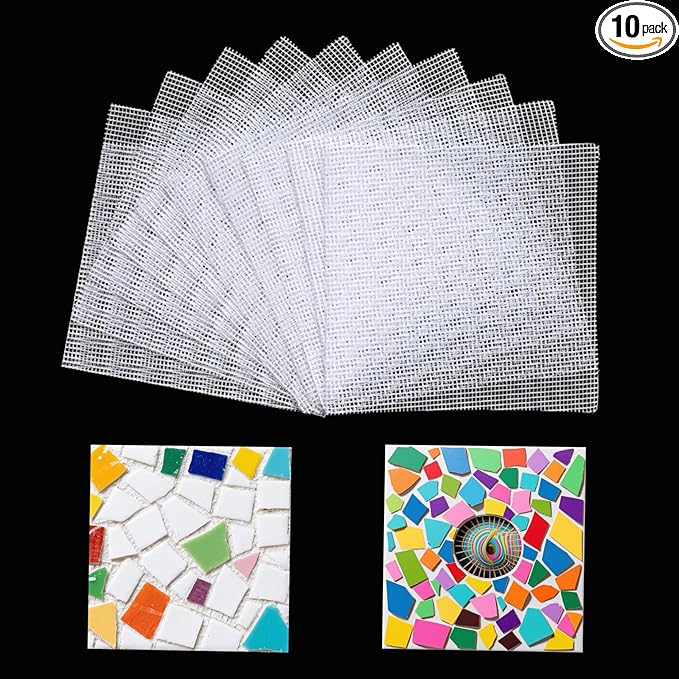10 Sheets 12'' x 12'' Mosaic Mesh for Mounted Tile Fiberglass Mesh Backing, (Non Sticky)