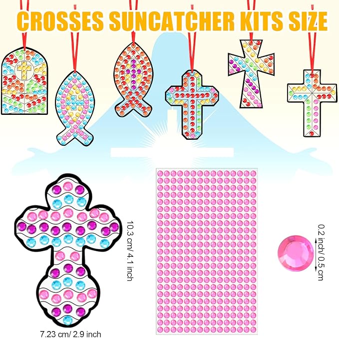 WinnerWhy 36 Set Religious Suncatcher Crafts Cross Diamond Art DIY Christian 5d - Image 5