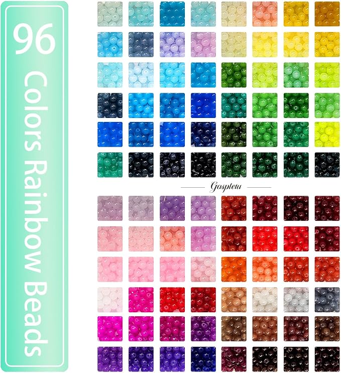2500PCS 8mm Glass Beads Bracelet Making Kit, 96 Colors Crystal Beads - Image 2