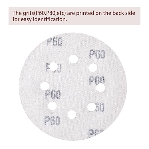 150pcs Sanding Discs Set, 5-Inch 8-Hole Sandpaper, Including 60,80,100,120,150,180,240,320,400,600 Grit for Woodworking or Automotive