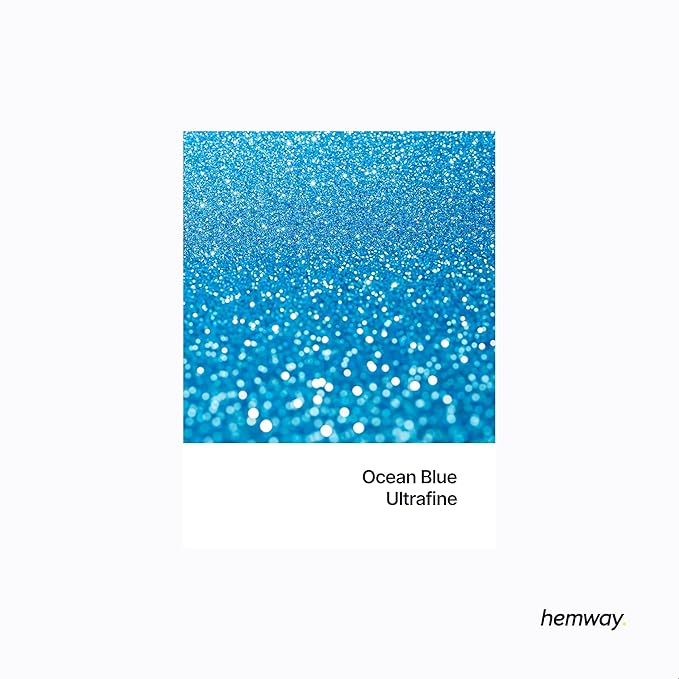 Hemway Polyurethane & Epoxy Resin Glitter 100g / 3.5oz Metallic Crystal Flake Additive for Flooring Jewelry Tumblers Glass Pigment - Ultrafine (1/128" 0.008" 0.2mm) - Ocean Blue