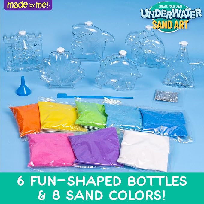 Made By Me Create Your Own Underwater Sand Art, Includes 6 Ocean-Themed Bottles - Image 3