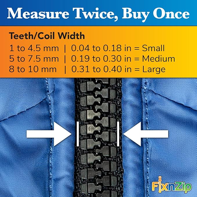 FixnZip (Medium, Black Nickel) - See Size Guide - Universal Zipper Repair Kit for Jackets, Luggage, Bags - Backpack Zipper Replacement Repair Kit - Instant Zipper Fix