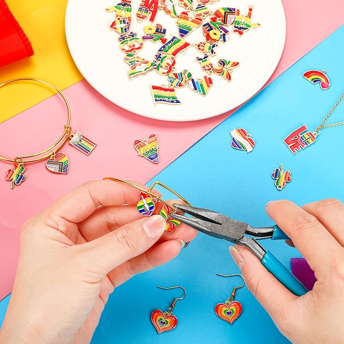 MARFOREVER 40Pcs/20 Pairs Pride Charms, Rainbow Charms - Image 4