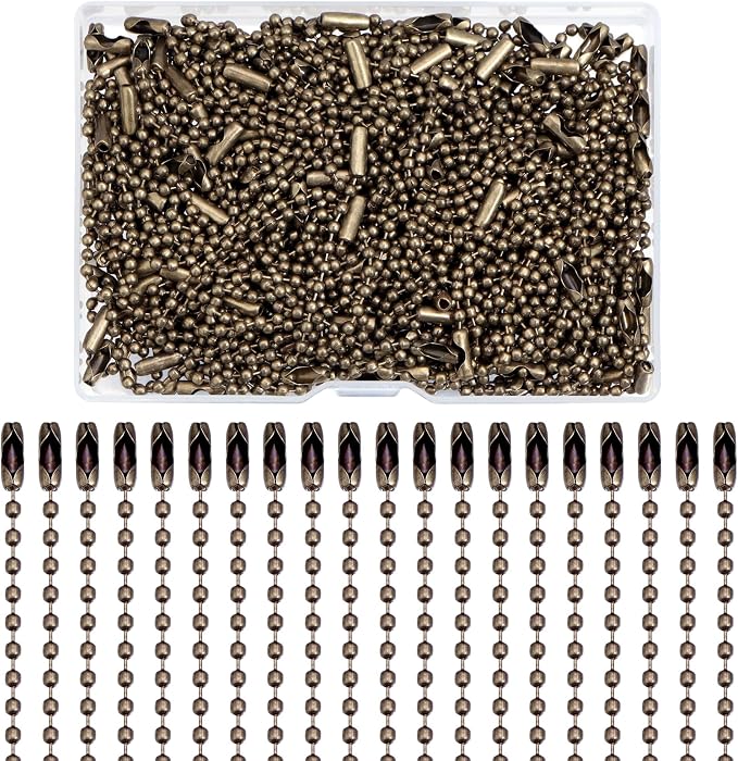 Lemonkey 100Pcs Ball Beads Chain Bulk, Bronze Keychain Rings Metal Chain by Lemonkey