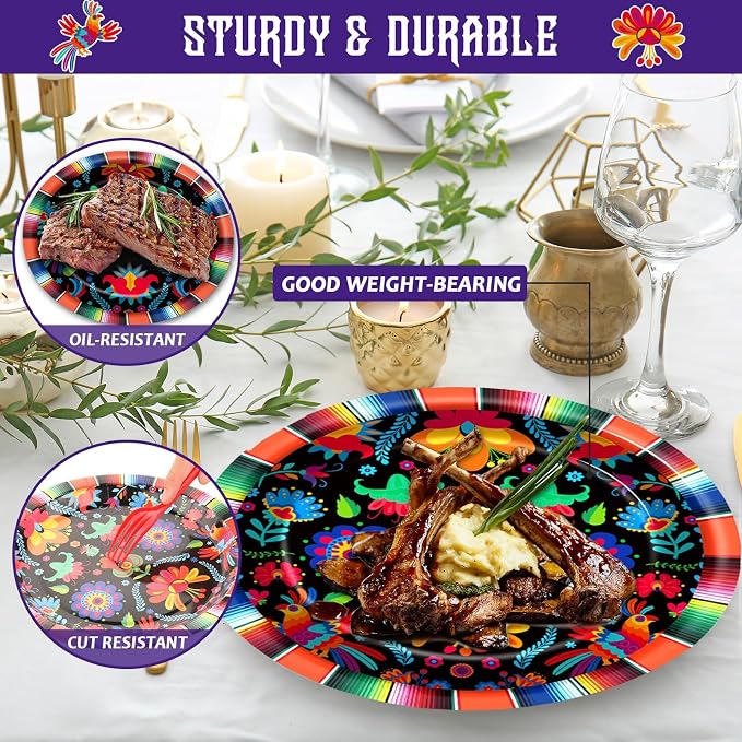 100PCS Mexican Fiesta Party Plates and Napkins Party Supplies Mayo Mexico - Image 4