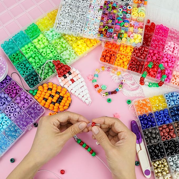 5 Boxes Bracelet Making Kit Pony Beads, 96 Colors 3500Pcs Kandi Beads - Image 2