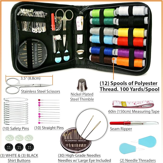 Vellostar Small Sewing Kit for Beginners – Portable Needle & Thread Travel Kit - Image 2