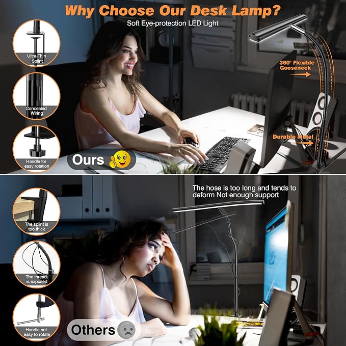 Airlonv LED Desk Lamp for Office Home, Eye-Caring Desk Light - Image 4