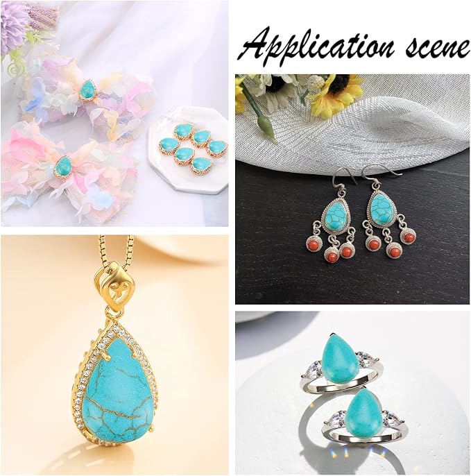 arricraft 80 Pcs Cracked Stone Cabochon, 8 Size Teardrop Shape Gemstones Beads - Image 7