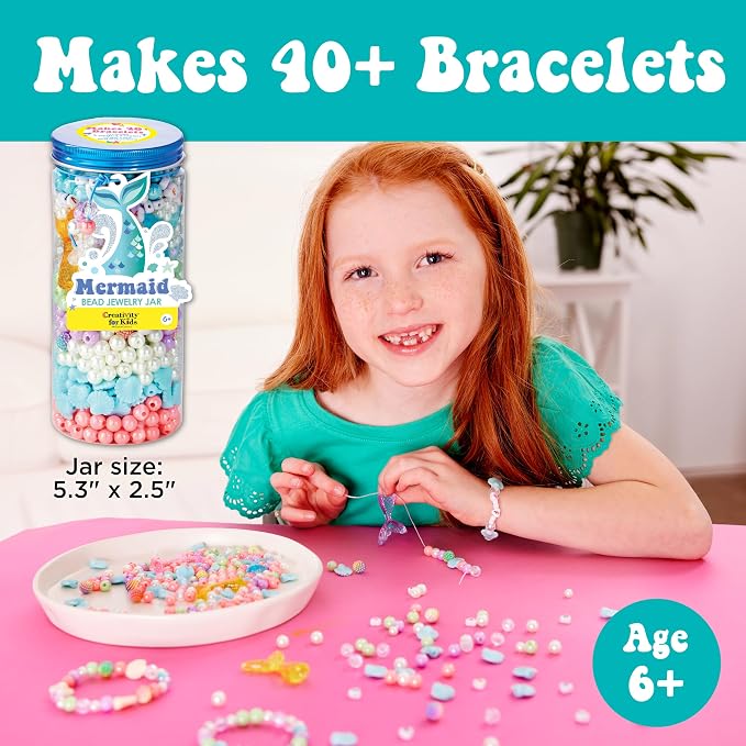 Creativity for Kids Mermaid Bead Jewelry Jar: Create 40+ Friendship Bracelets - Image 2