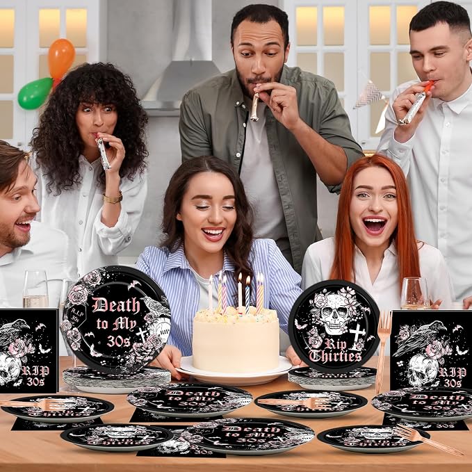 Qyeahkj 100 Pcs 40th Birthday Party Supplies Death to My 30s Paper Plates and - Image 5
