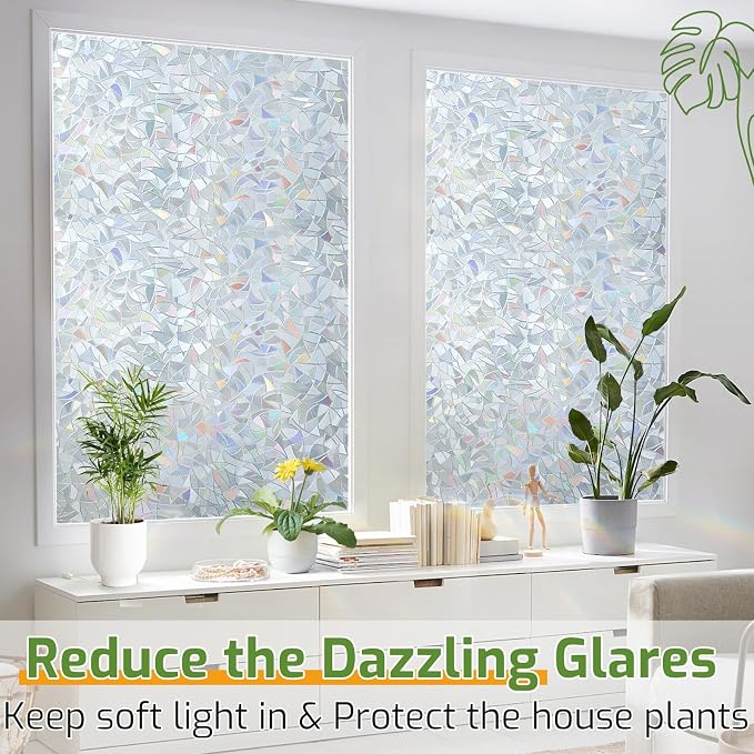 LUTE Rainbow Window Privacy Film, Stained Cling, 23.6" x 157.4" | 3D Decorative - Image 4