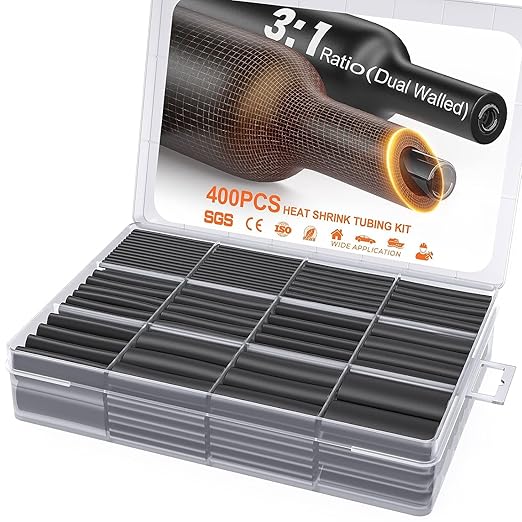 400 Pcs Heat Shrink Tubing Kit-3:1 Ratio Adhesive Lined, Marine Grade Shrink by EVENTRONIC