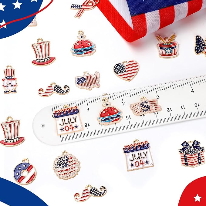 MARFOREVER 40Pcs/20 Pairs 4th of July Enamel Charms - Image 2