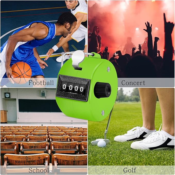 12 Pcs Hand Tally Counter 4-Digit Lap Counter Clicker, Manual Mechanical Handheld Pitch Click Counter with Finger Ring for School Golf & Knitting Row Croche