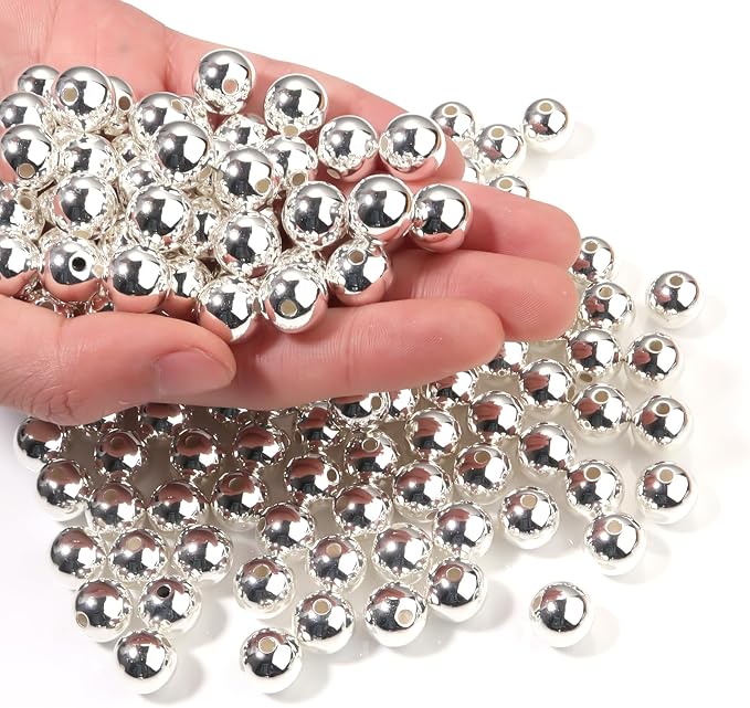 150pcs Silver 12mm Pearl Beads by chuyau