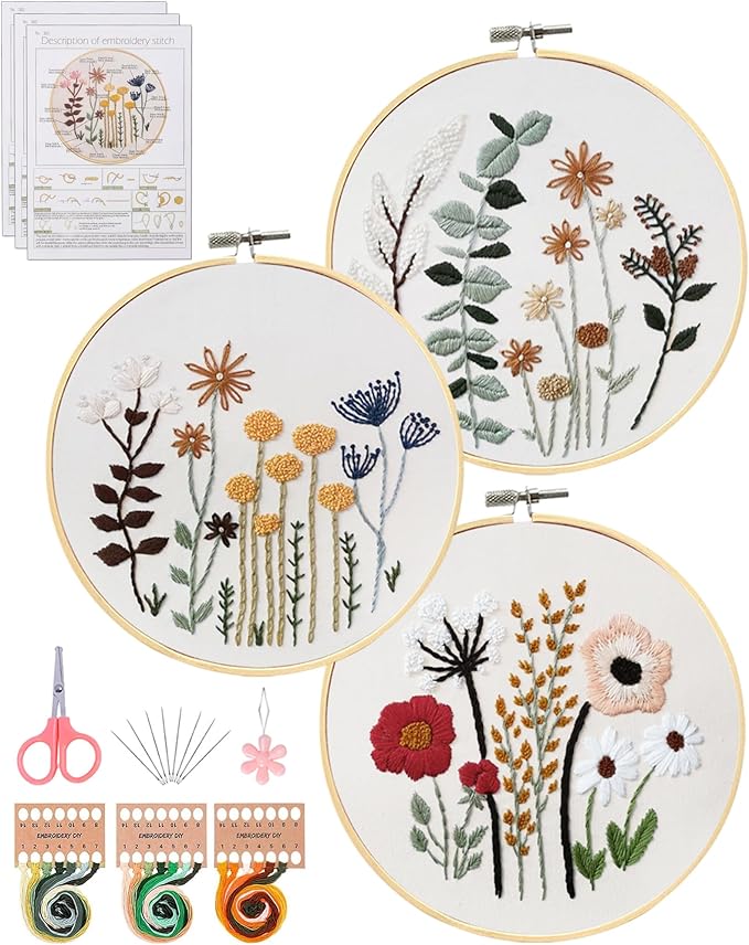 Santune 3 Sets Embroidery Kit, Cross Stitch Kits by Santune